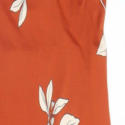 Preloved M&S Womens Orange Floral Polyester Sheath  Size 6  Round Neck - Label