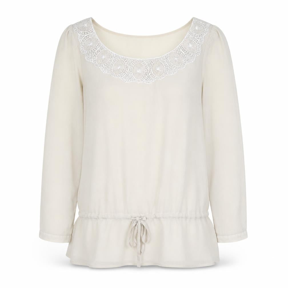 Epilogue Womens Beige  Polyester Basic Blouse Size 10 Round Neck