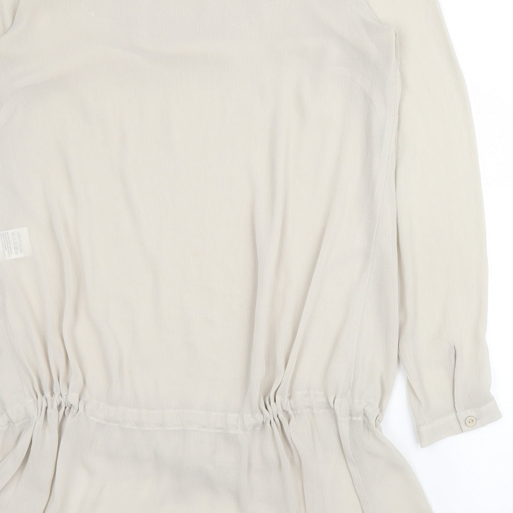 Epilogue Womens Beige  Polyester Basic Blouse Size 10 Round Neck
