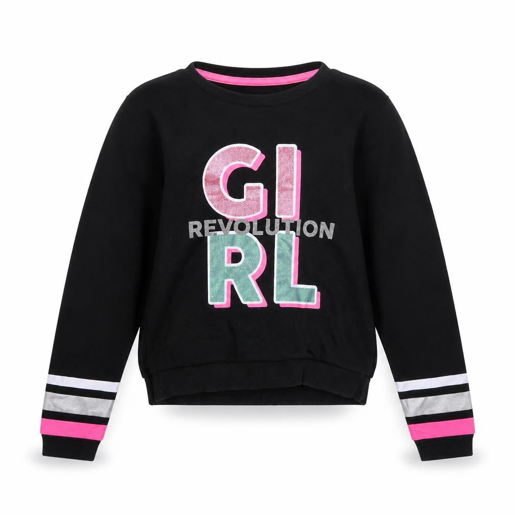 PEP&CO Girls Black  Cotton Pullover Sweatshirt Size 10-11 Years