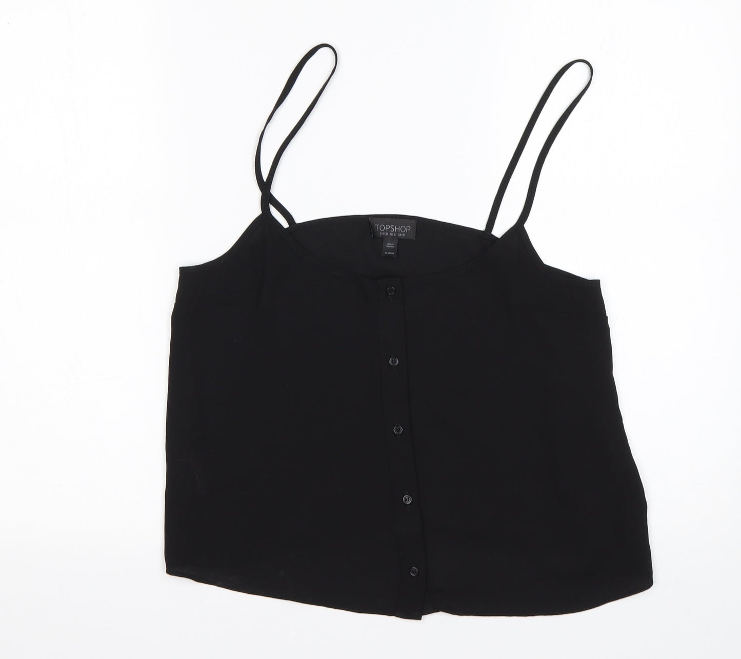 Topshop Womens Black  Polyester Basic Tank Size 10 Round Neck