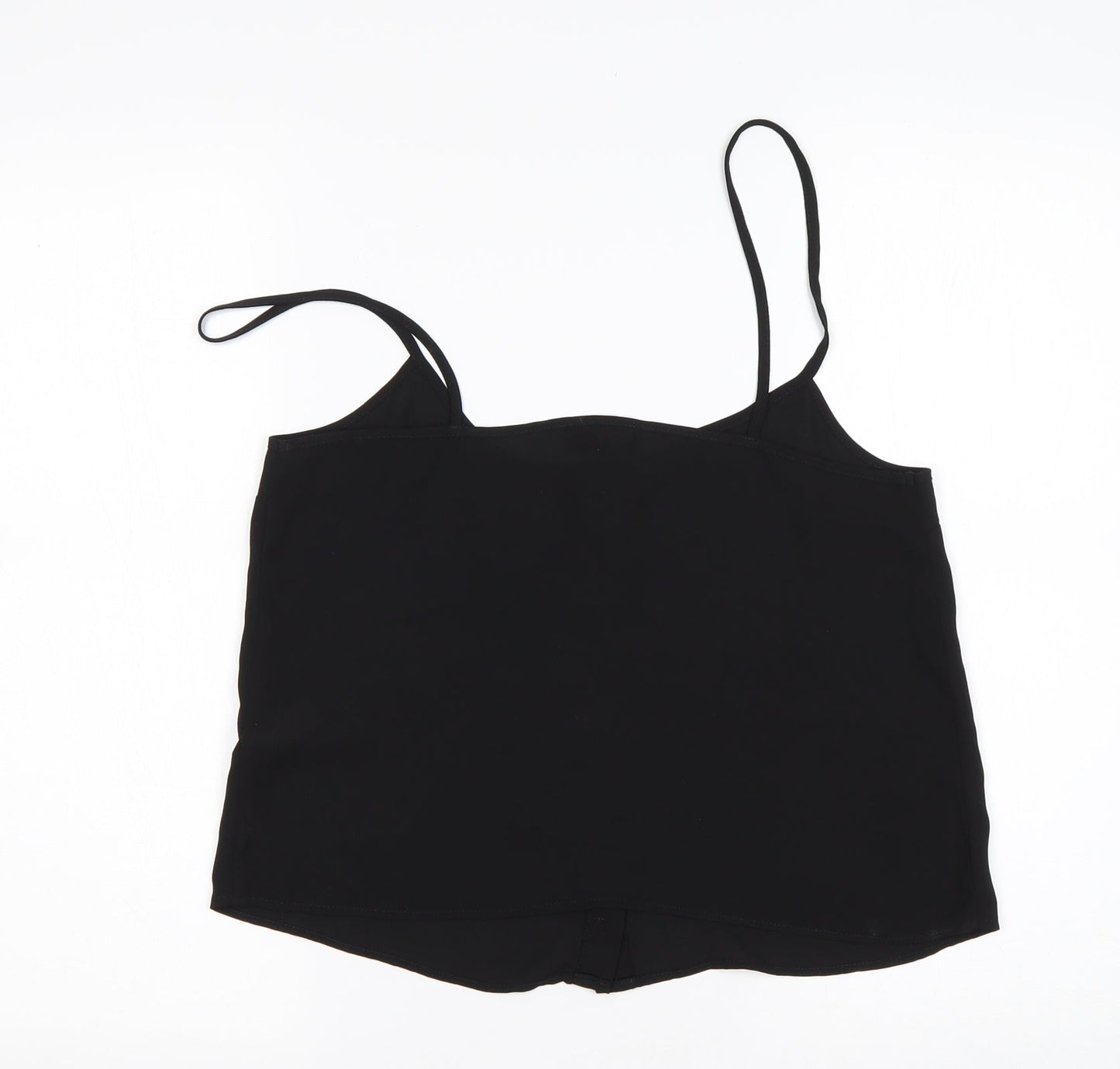 Topshop Womens Black  Polyester Basic Tank Size 10 Round Neck