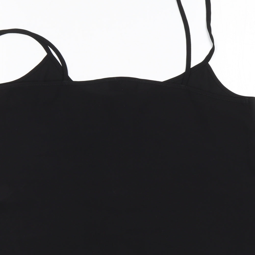Topshop Womens Black  Polyester Basic Tank Size 10 Round Neck