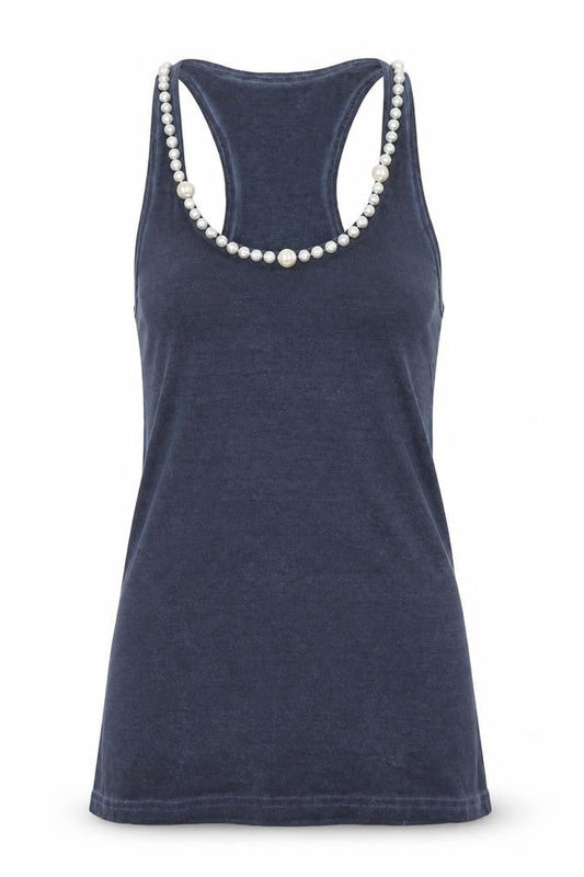 Brave Soul Womens Blue  Cotton Basic Tank Size XS Round Neck