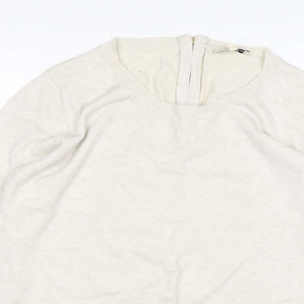 Papaya Womens Beige Round Neck  Viscose Pullover Jumper Size 18