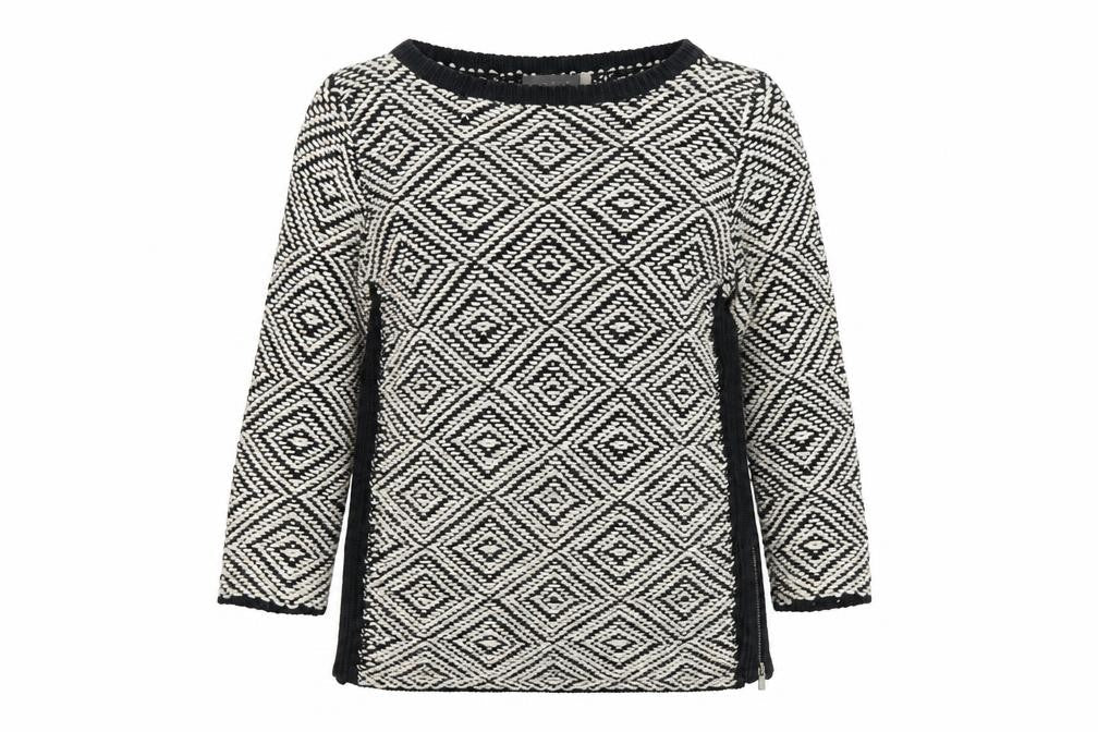 Mint Velvet  Womens Multicoloured Round Neck Argyle/Diamond Cotton Pullover Jumper Size 10