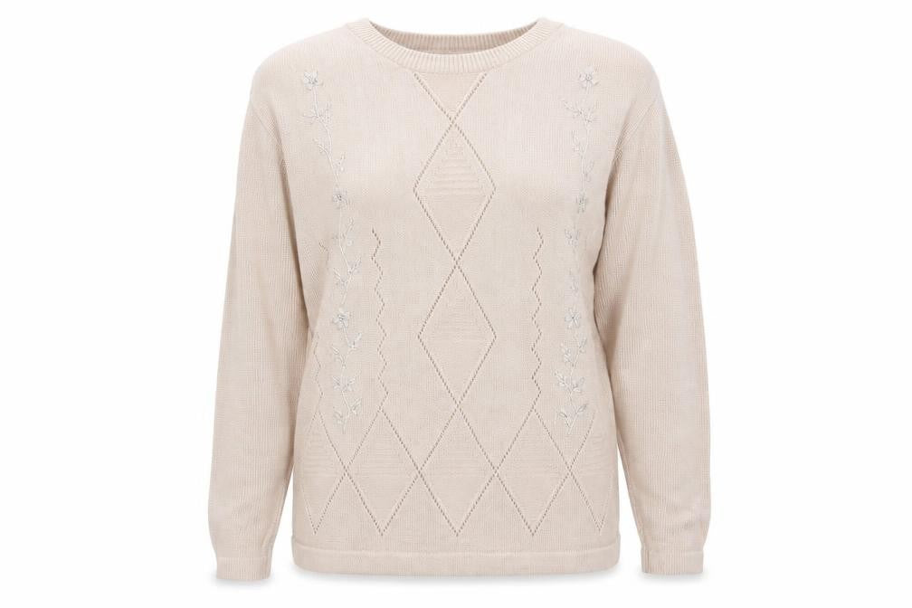 New Mood Womens Brown Round Neck  Acrylic Pullover Jumper Size M