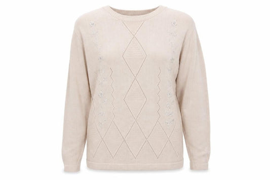 New Mood Womens Brown Round Neck  Acrylic Pullover Jumper Size M