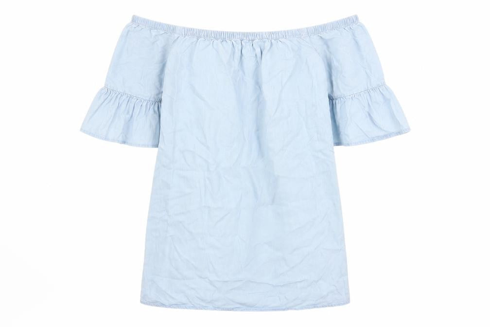 New Look Womens Blue  Lyocell Shirt Dress  Size 6  Off the Shoulder