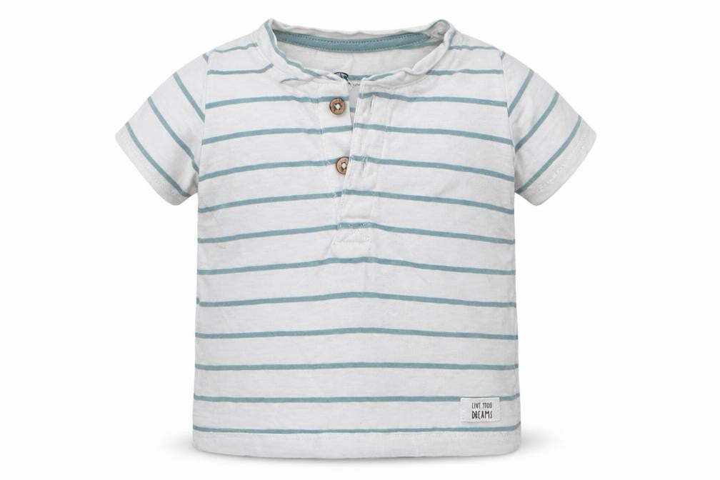 Preworn Baby White Striped 100% Cotton Basic T-Shirt Size 3-6 Months Round Neck