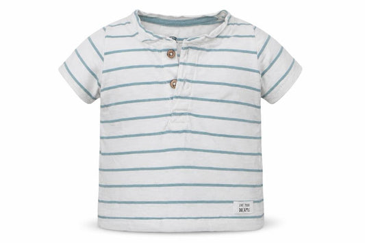 Preworn Baby White Striped 100% Cotton Basic T-Shirt Size 3-6 Months Round Neck