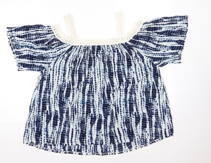 Capsule Womens Blue Viscose Basic Blouse Size 16 Square Neck
