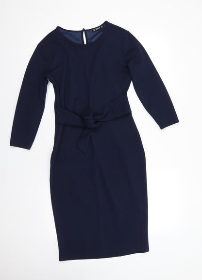 SHEIN Womens Blue  Polyester Pencil Dress  Size S  Round Neck