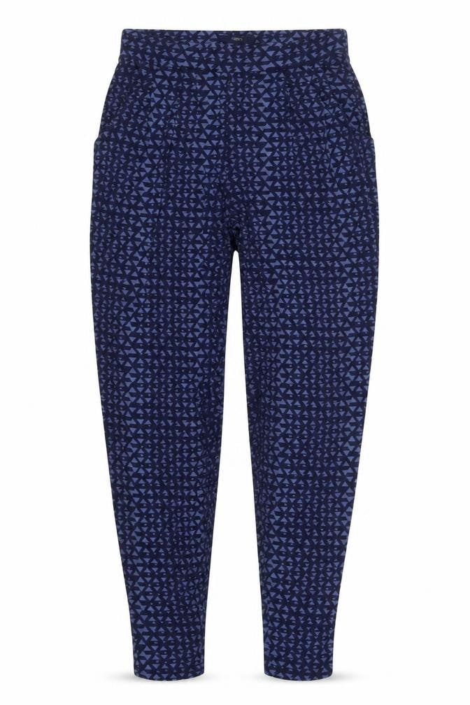 NEXT Womens Blue Geometric Viscose Trousers  Size 8 L30 in Regular