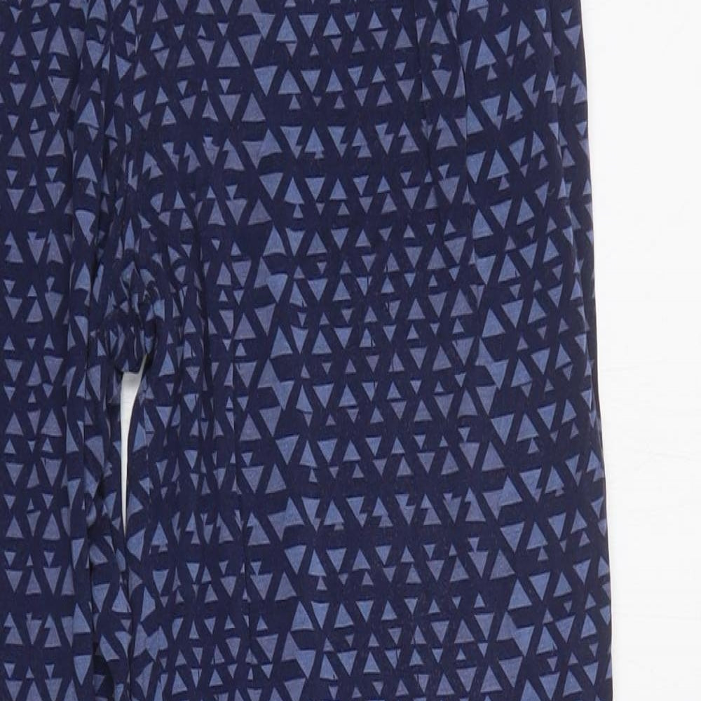 NEXT Womens Blue Geometric Viscose Trousers  Size 8 L30 in Regular