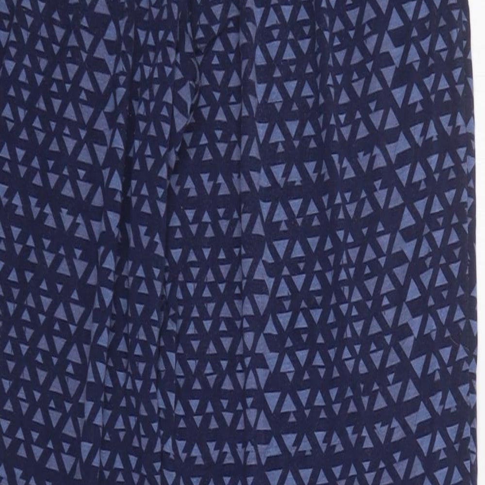 NEXT Womens Blue Geometric Viscose Trousers  Size 8 L30 in Regular