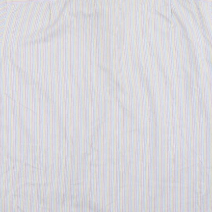 Marks & Spencer Mens Multicoloured Striped Cotton  Button-Up Size 16 Collared Button