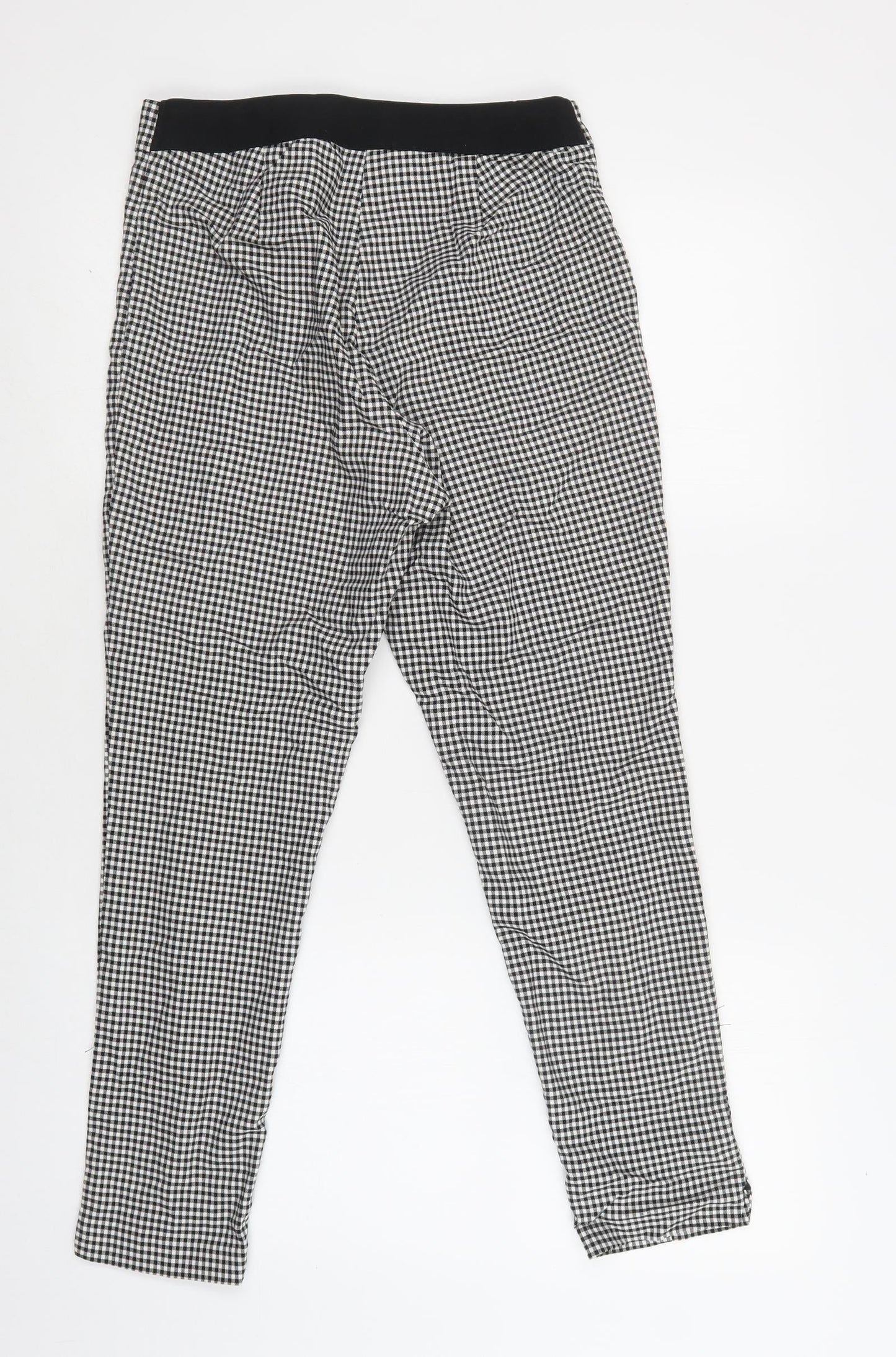 Preworn Womens Grey Check Cotton Trousers  Size 10 L27 in Regular Snap