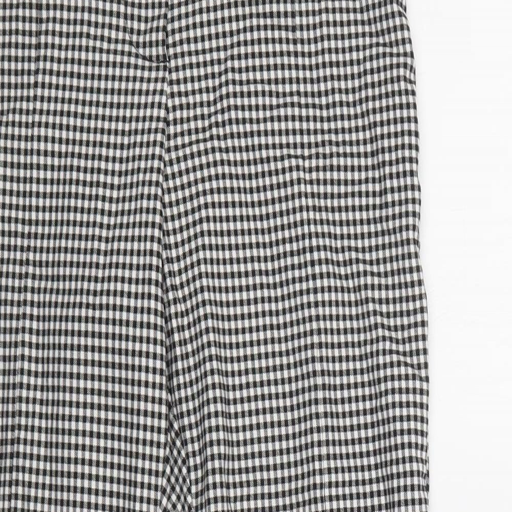 Preworn Womens Grey Check Cotton Trousers  Size 10 L27 in Regular Snap