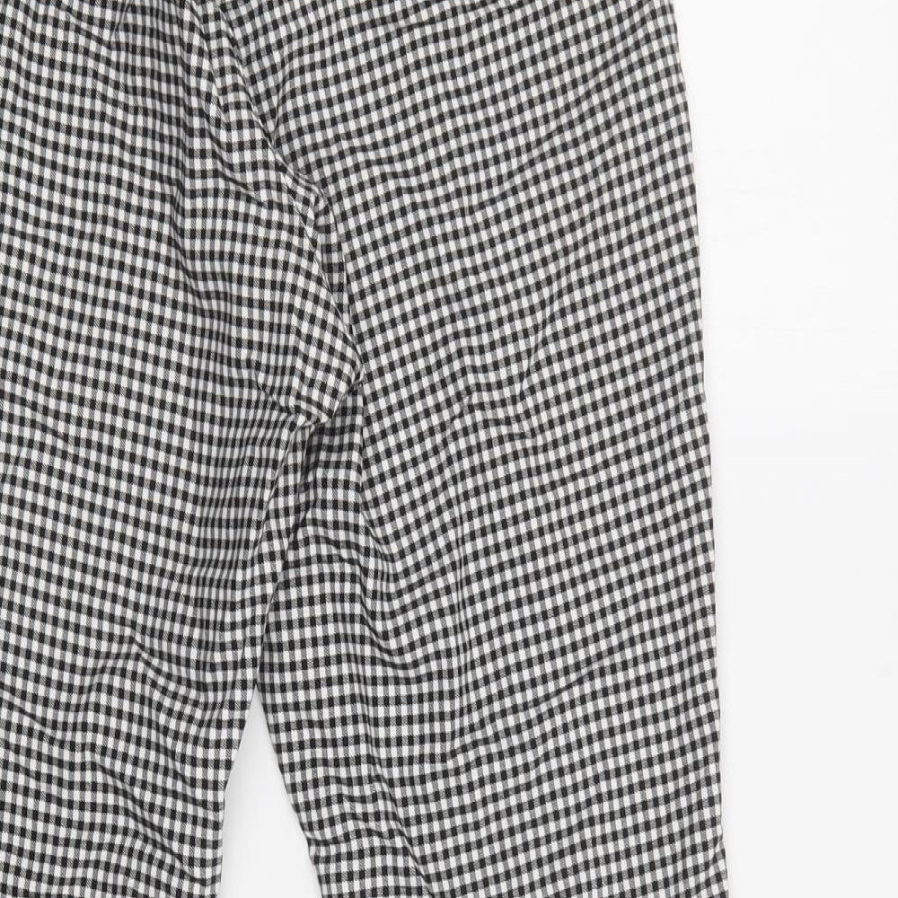 Preworn Womens Grey Check Cotton Trousers  Size 10 L27 in Regular Snap