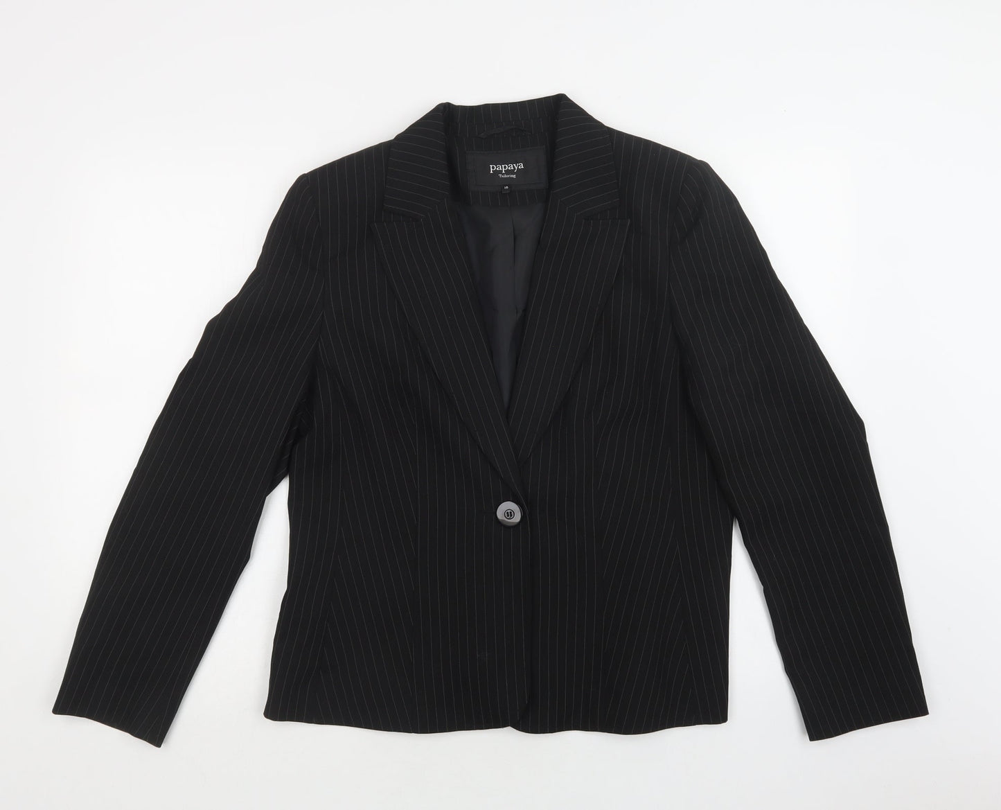Papaya Womens Black Striped  Jacket Blazer Size 12  Button