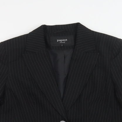 Papaya Womens Black Striped  Jacket Blazer Size 12  Button
