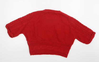 Next Womens Red Round Neck  Acrylic Pullover Jumper Size 14