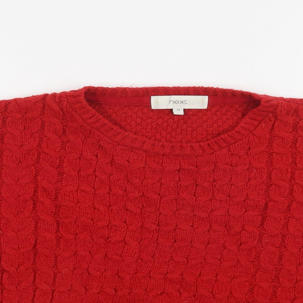 NEXT Womens Red Round Neck  Acrylic Pullover Jumper Size 14