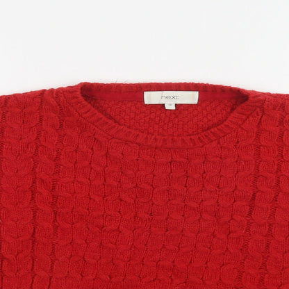 Next Womens Red Round Neck  Acrylic Pullover Jumper Size 14