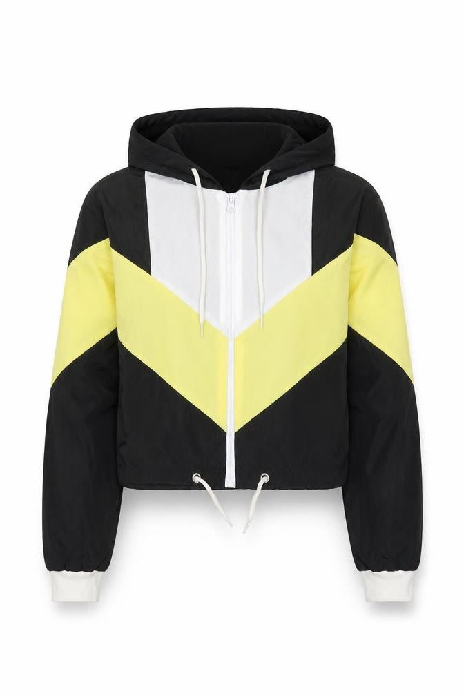 Rising Womens Black   Jacket  Size S  Zip - Yellow Colour Block