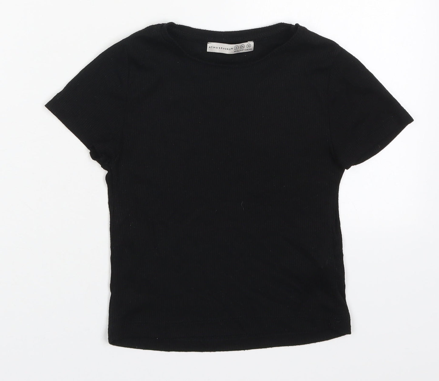 Atmosphere Womens Black  Polyester Cropped T-Shirt Size 6 Round Neck