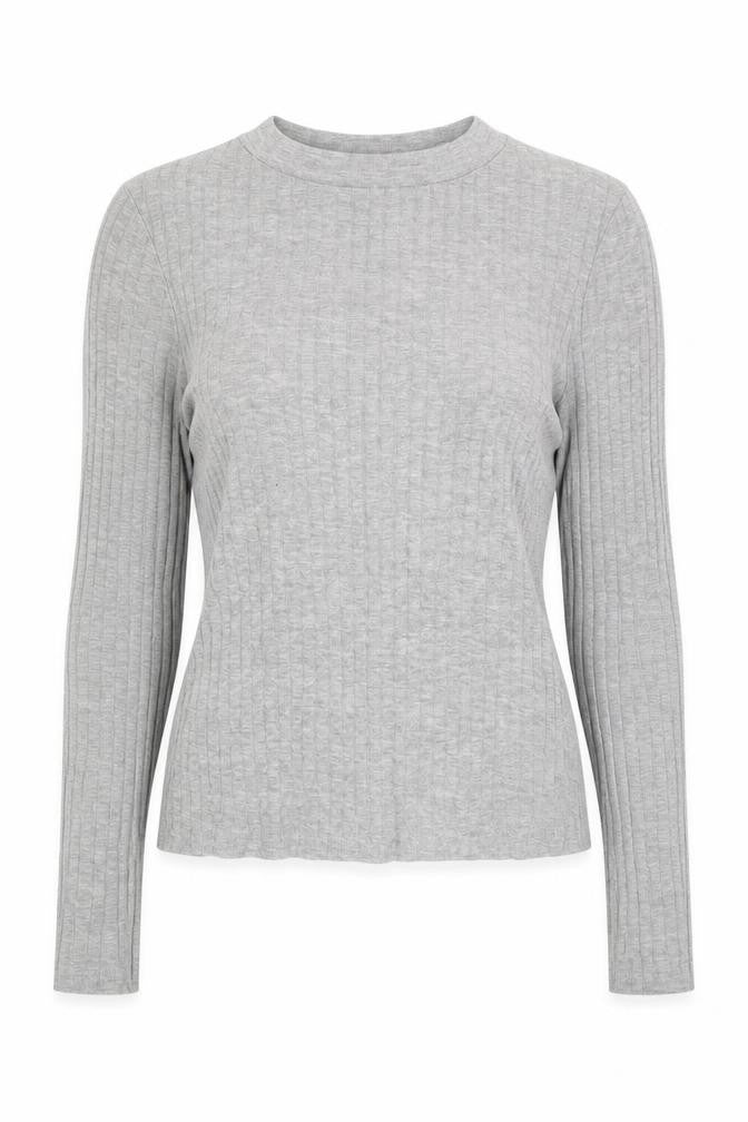 River Island Womens Grey  Cotton Basic T-Shirt Size 6 Round Neck