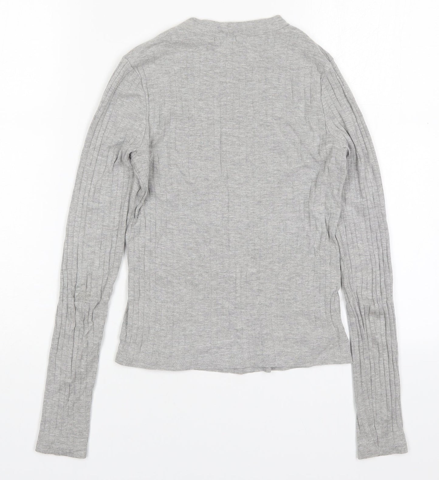 River Island Womens Grey  Cotton Basic T-Shirt Size 6 Round Neck