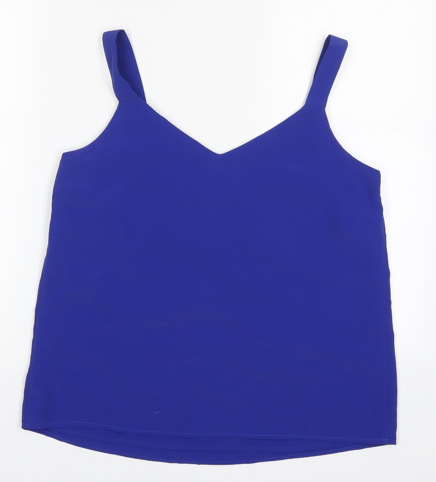 M&Co Womens Blue  Polyester Basic Tank Size 10 V-Neck