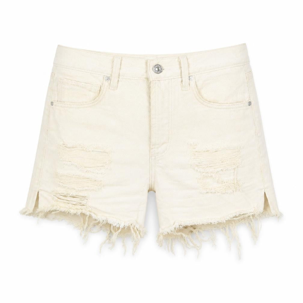 Mango Womens Beige  Cotton Cut-Off Shorts Size 6  Regular Button