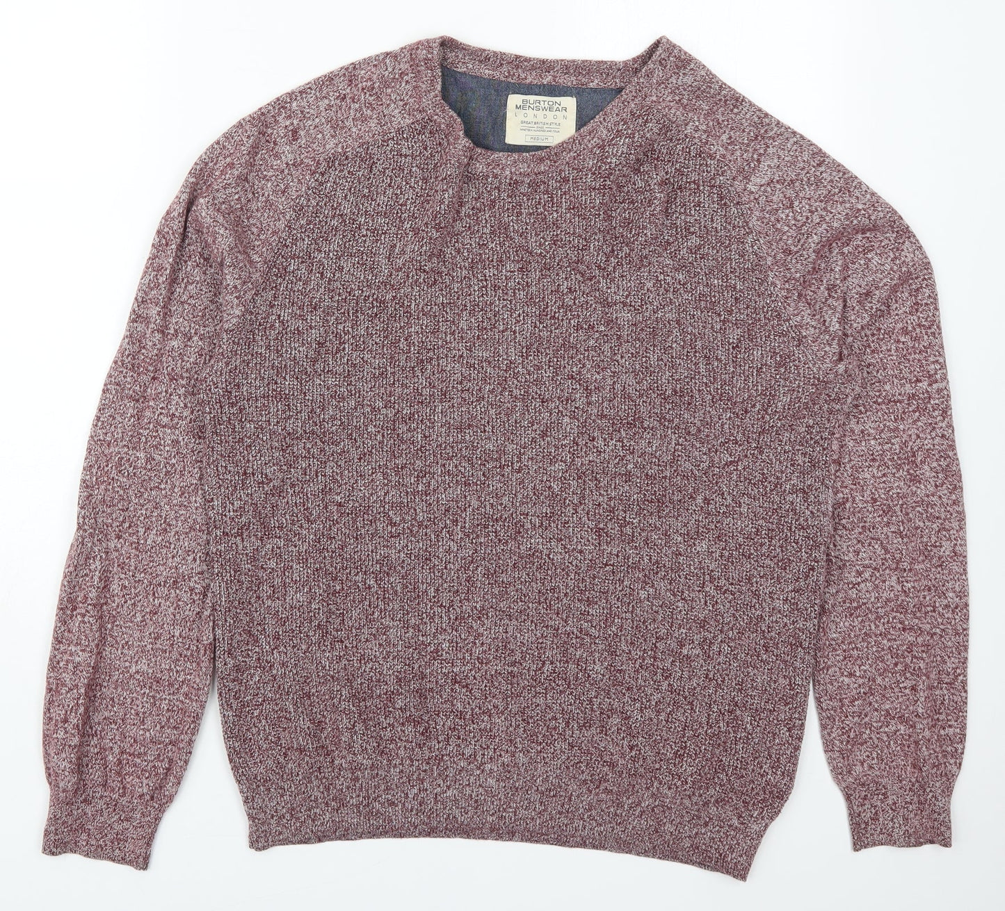 Burton Mens Red Round Neck  Cotton Pullover Jumper Size M