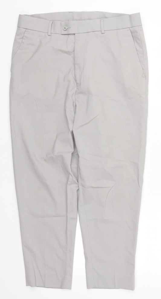 ASOS Mens Grey  Polyester Trousers  Size 32 L24 in Regular Button