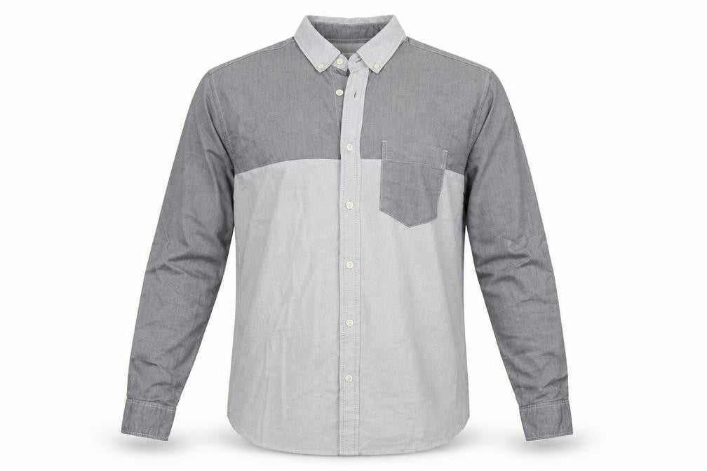 George Mens Grey  Cotton  Button-Up Size M Collared Button