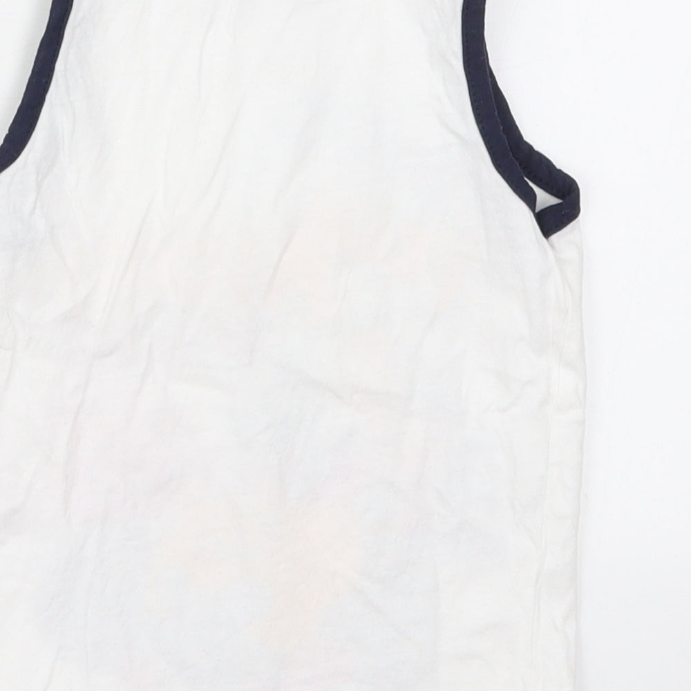 Pep&Co Boys White  Cotton Basic Tank Size 5-6 Years Round Neck Pullover - Team Mickey On The Go