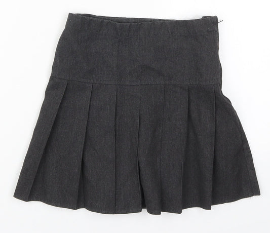NEXT Girls Grey  Polyester Pleated Skirt Size 7 Years  Regular Zip