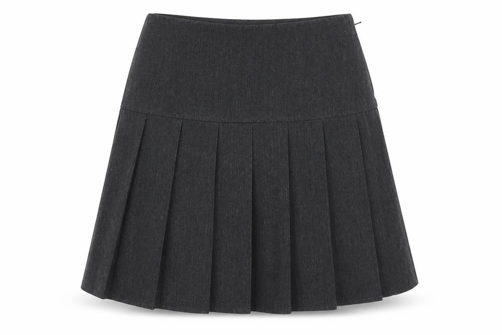 NEXT Girls Grey  Polyester Pleated Skirt Size 7 Years  Regular Zip
