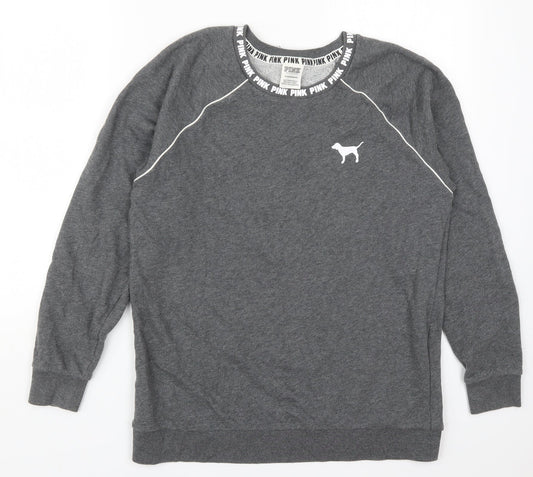PINK Womens Grey  Cotton Pullover Sweatshirt Size XS  Pullover - Dog