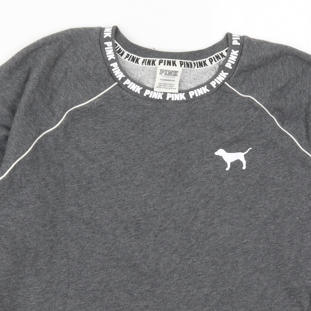 PINK Womens Grey  Cotton Pullover Sweatshirt Size XS  Pullover - Dog