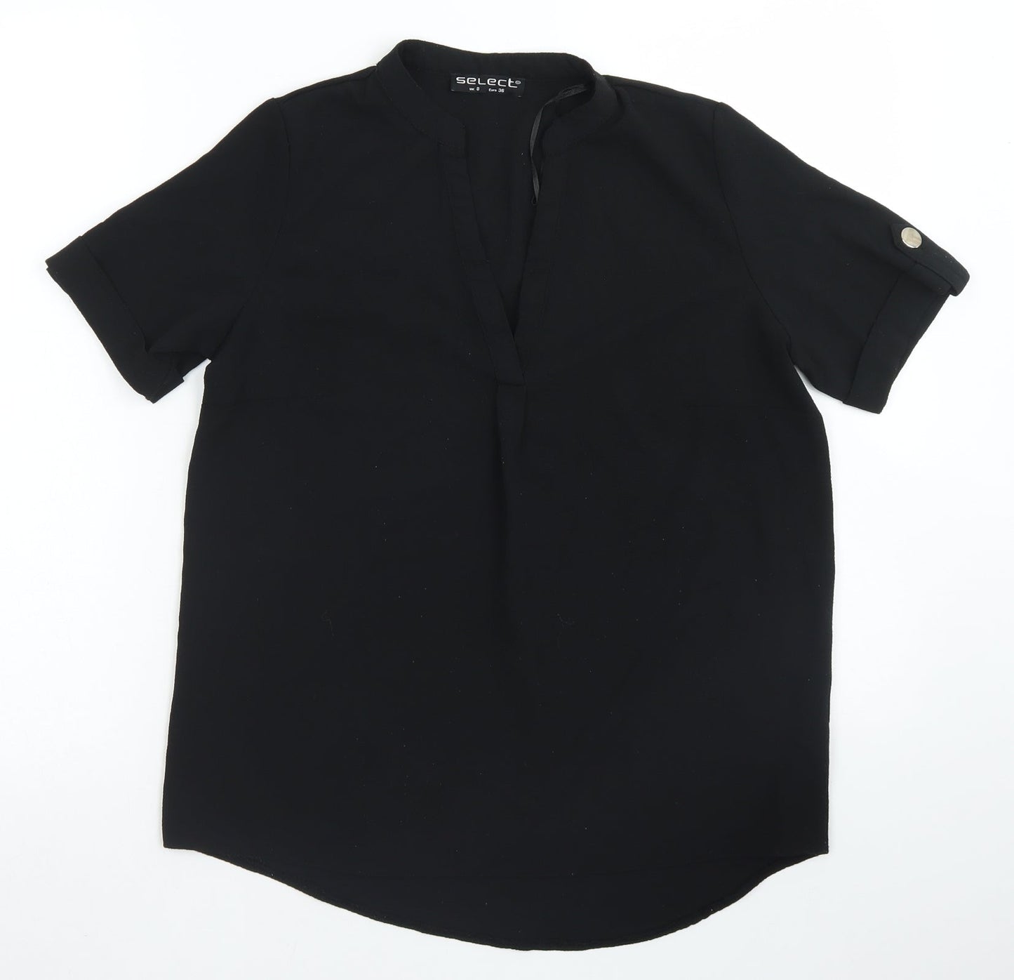 Select Womens Black  Polyester Basic Blouse Size 8 Round Neck