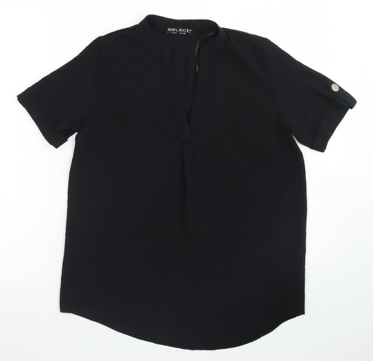 Select Womens Black  Polyester Basic Blouse Size 8 Round Neck