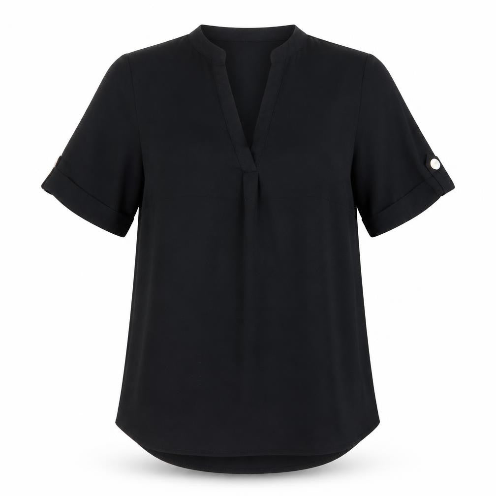 Select Womens Black  Polyester Basic Blouse Size 8 Round Neck