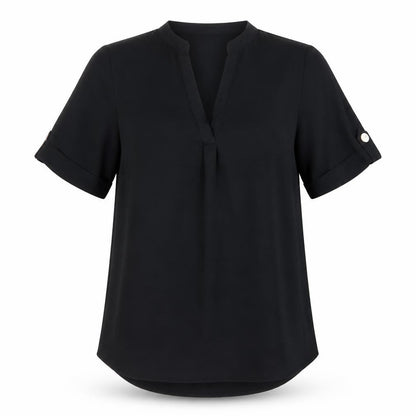Select Womens Black  Polyester Basic Blouse Size 8 Round Neck