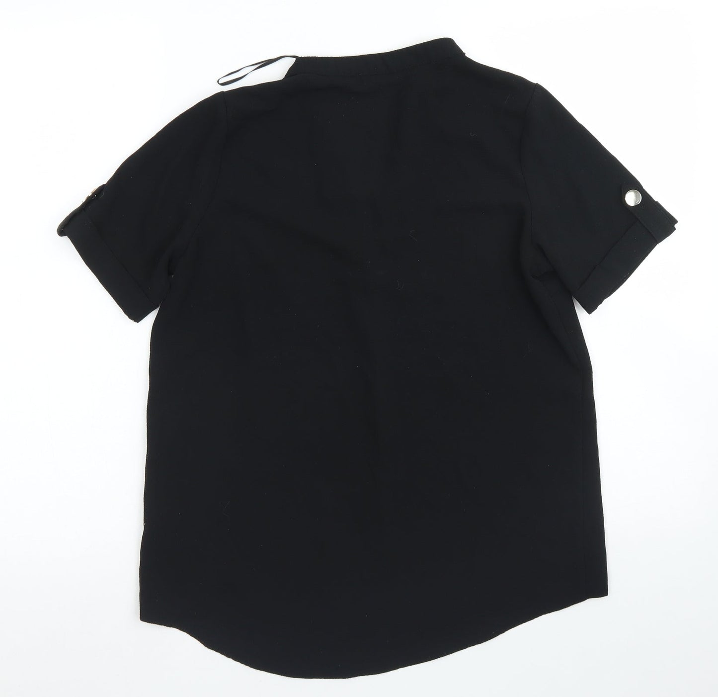 Select Womens Black  Polyester Basic Blouse Size 8 Round Neck