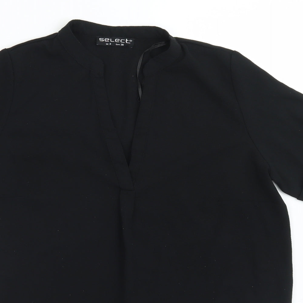 Select Womens Black  Polyester Basic Blouse Size 8 Round Neck