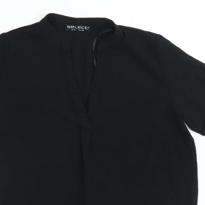 Select Womens Black  Polyester Basic Blouse Size 8 Round Neck